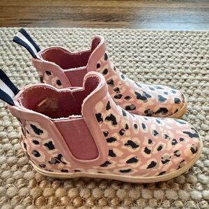 Joules Pink Leopard-Print Chelsea Rain Boots for Kids